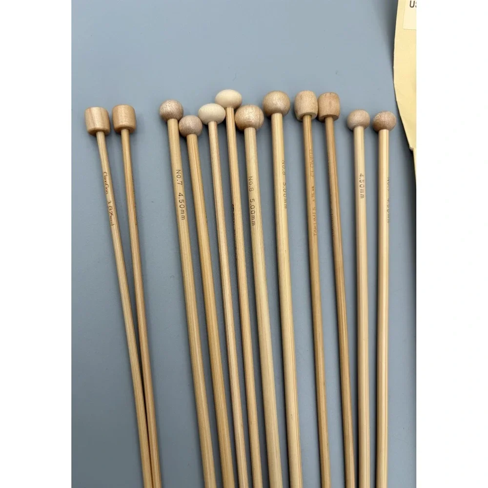 Lot of 10‎ Wooden Bamboo Crochet Knitting Needles NOS Crystal Palace & More